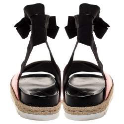 Pre Owned Marni Red Leather And Black Ribbon Ankle Wrap "Fussbett" Espadrille Flat Size 41