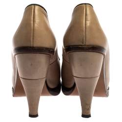 Pre Owned Marni Beige Leather Platform Pumps Size 37