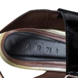 Pre Owned Marni Tricolor Patent Leather Pointed Toe Flat Sandals Size 39.5