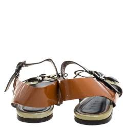 Pre Owned Marni Tricolor Patent Leather Pointed Toe Flat Sandals Size 39.5