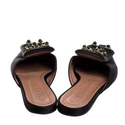 Marni Black Satin Embellished Mules Size 39