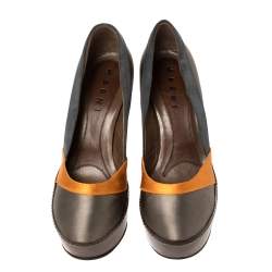 Marni Tri Color Satin Platform Pumps Size 38