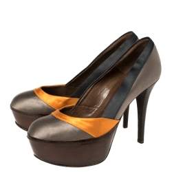 Marni Tri Color Satin Platform Pumps Size 38