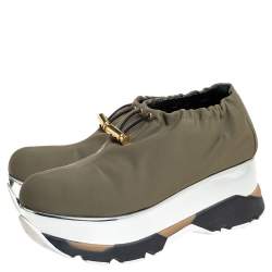 Marni Olive Green Fabric Platform Sneakers Size 38