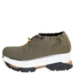 Marni Olive Green Fabric Platform Sneakers Size 38