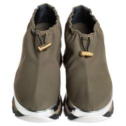 Marni Olive Green Fabric Platform Sneakers Size 38