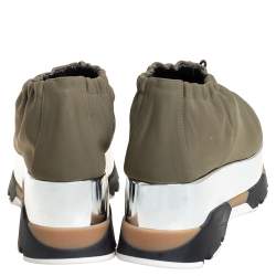 Marni Olive Green Fabric Platform Sneakers Size 38
