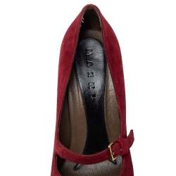 Pre Owned Marni Red Suede Mary Jane Pumps Size 38.5