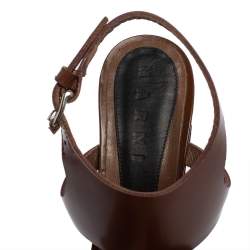 Marni Brown Leather Ankle Strap Platform Sandals Size 37