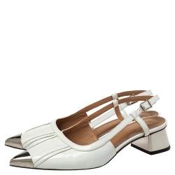 Marni White Leather Slingback Cap Toe Sandals Size 37