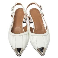 Marni White Leather Slingback Cap Toe Sandals Size 37