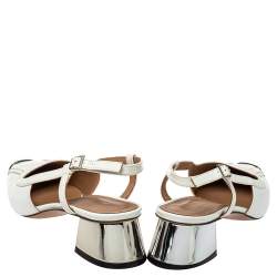 Marni White Leather Slingback Cap Toe Sandals Size 37
