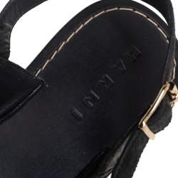 Pre Owned Marni Black Leather Embellished Flat Sandals Size 39.5