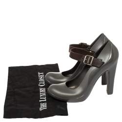 Pre Owned Marni Grey Jelly and Leather Mary Jane Pumps Size 37