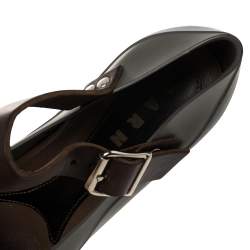 Pre Owned Marni Grey Jelly and Leather Mary Jane Pumps Size 37