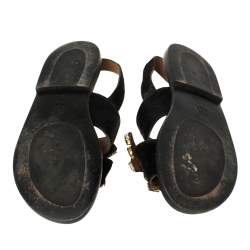 Marni Black Calf Hair Embellished Flat Slingback Sandals Size 39.5