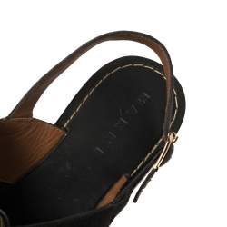 Marni Black Calf Hair Embellished Flat Slingback Sandals Size 39.5