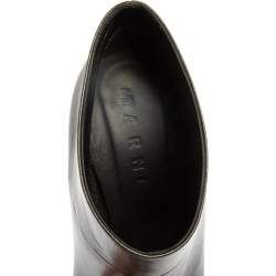 Pre Owned  Marni Black Leather Round Toe Booties Size 37