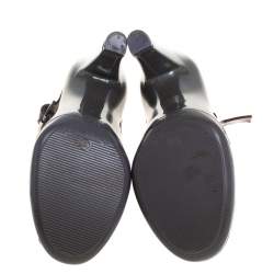 Pre Owned Marni Grey Rubber And Brown Leather Mary Jane Pumps Size 37