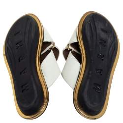 Marni White Leather Crisscross Slide Sandals Size 38