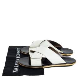 Marni White Leather Crisscross Slide Sandals Size 38