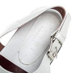 Pre Owned Marni White Leather Platform Slingback Sandals Size 38