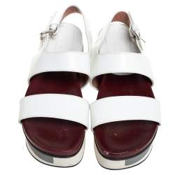 Pre Owned Marni White Leather Platform Slingback Sandals Size 38
