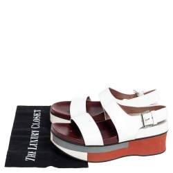 Pre Owned Marni White Leather Platform Slingback Sandals Size 38