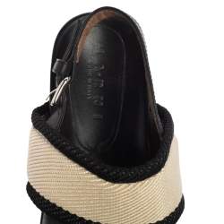 Marni Black/White Canvas And Leather Bow Embellished Slingback Platform Sandals Size 38