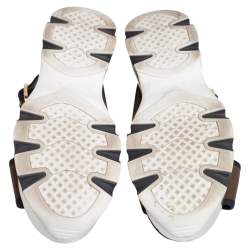 Marni Brown Fabric Jewel Embellished Crisscross Platform Sandals Size 39