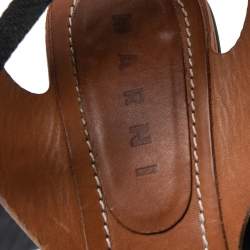 Pre Owned Marni Brown Leather Platform Ankle Wrap Sandals Size 37.5