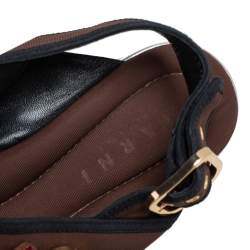 Pre Owned Marni Brown Fabric Jewel Embellished Crisscross Platform Sandals Size 39