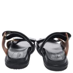 Marni Black/Brown Leather Fussbett Slide Sandals Size 40