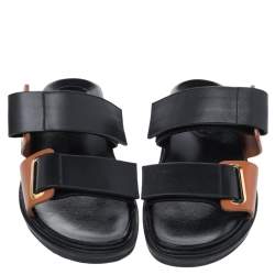 Marni Black/Brown Leather Fussbett Slide Sandals Size 40
