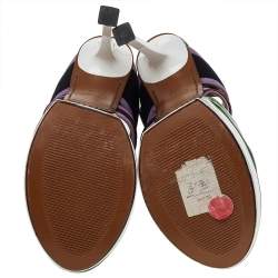 Marni Multicolor Leather And Suede Platform Slingback Sandals Size 38.5
