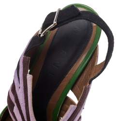 Marni Multicolor Leather And Suede Platform Slingback Sandals Size 38.5