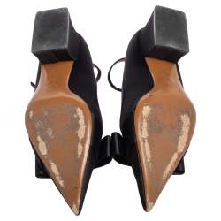Pre Owned Marni Black Satin Embellished Block Heel Pumps Size 38