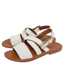 Pre Owned Marni White Calf Hair Flat Sandals Size 36