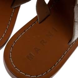 Pre Owned Marni White Calf Hair Flat Sandals Size 36