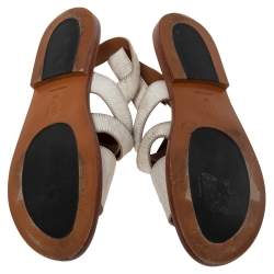 Pre Owned Marni White Calf Hair Flat Sandals Size 36