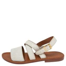 Pre Owned Marni White Calf Hair Flat Sandals Size 36