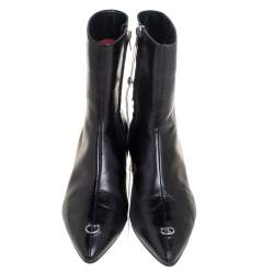 Pre Owned Marni Black Leather Piercing Kitten Heel Ankle Boots Size 38