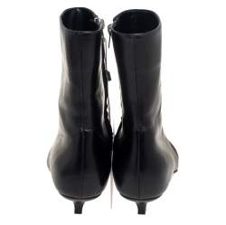 Pre Owned Marni Black Leather Piercing Kitten Heel Ankle Boots Size 38