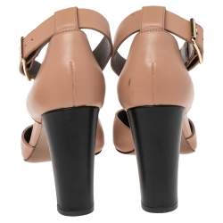 Marni Beige Leather Block Heel Ankle Strap  Sandals Size 38