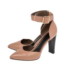 Marni Beige Leather Block Heel Ankle Strap  Sandals Size 38