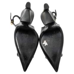 Pre Owned Marni Black Leather Slingback Sandals Size 40.5