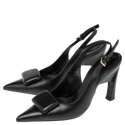 Pre Owned Marni Black Leather Slingback Sandals Size 40.5