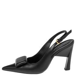 Pre Owned Marni Black Leather Slingback Sandals Size 40.5