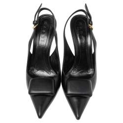 Pre Owned Marni Black Leather Slingback Sandals Size 40.5