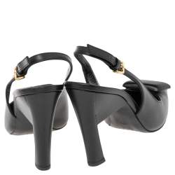 Pre Owned Marni Black Leather Slingback Sandals Size 40.5